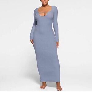 Skims Soft Lounge Long Sleeve Keyhole Dress